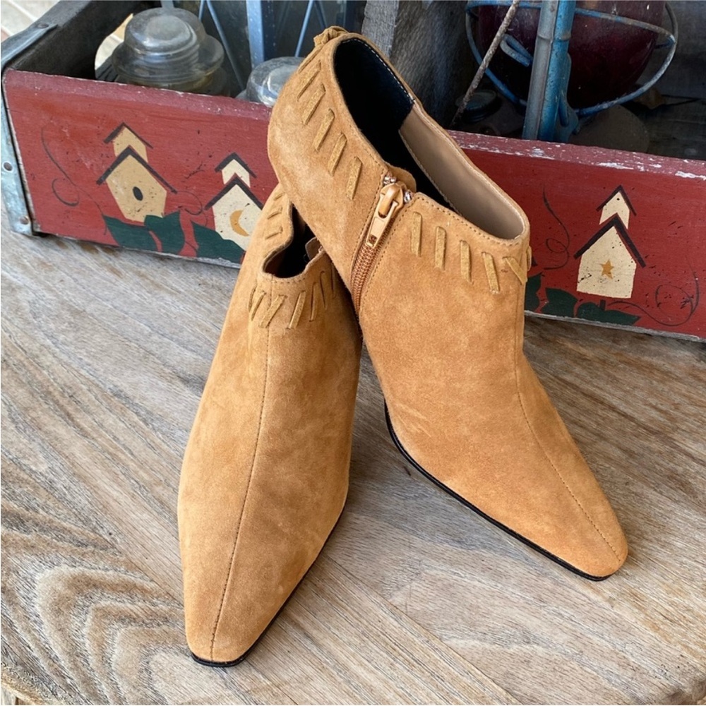 Terry Lewis Classic Luxuries Tan Suede Ankle Booties